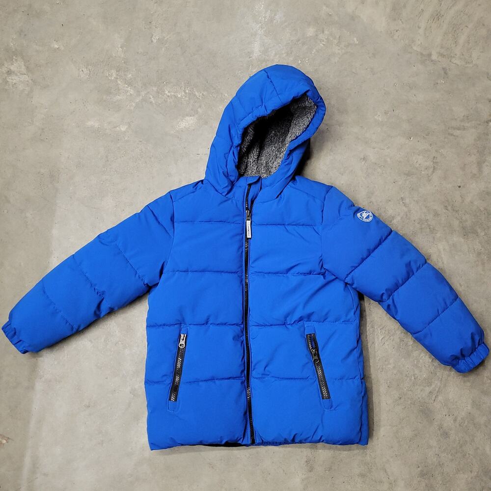 ZeroXposur Boys Puffer Jacket Small 6 7 Blue Hooded Zip Winter Coat